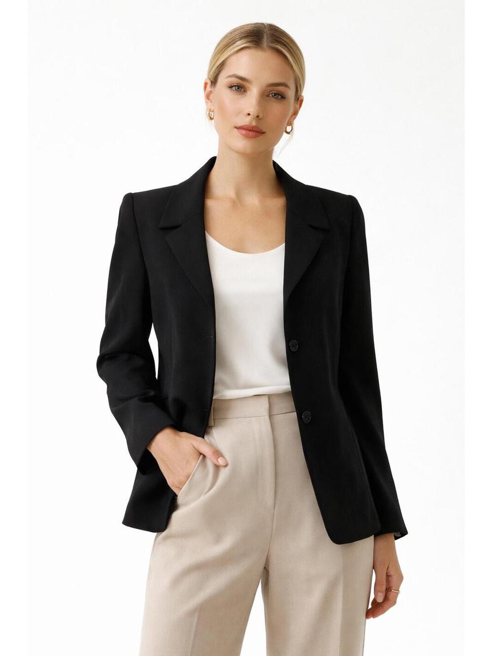 Talbots Petites Black Blazer Classic Tailored Career Jacket Minimalist Chic